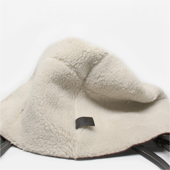 CRISTINA Suede Tote Bag with Shearling Trim and Lining Made in Italy - Picture 9 of 9